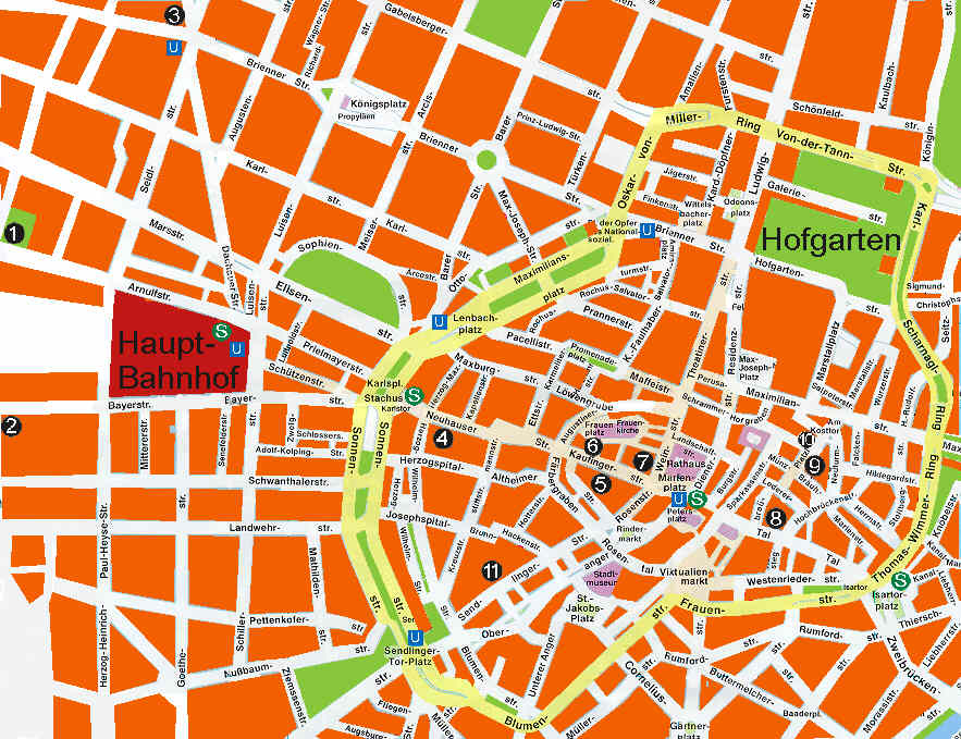 Munich city centre map